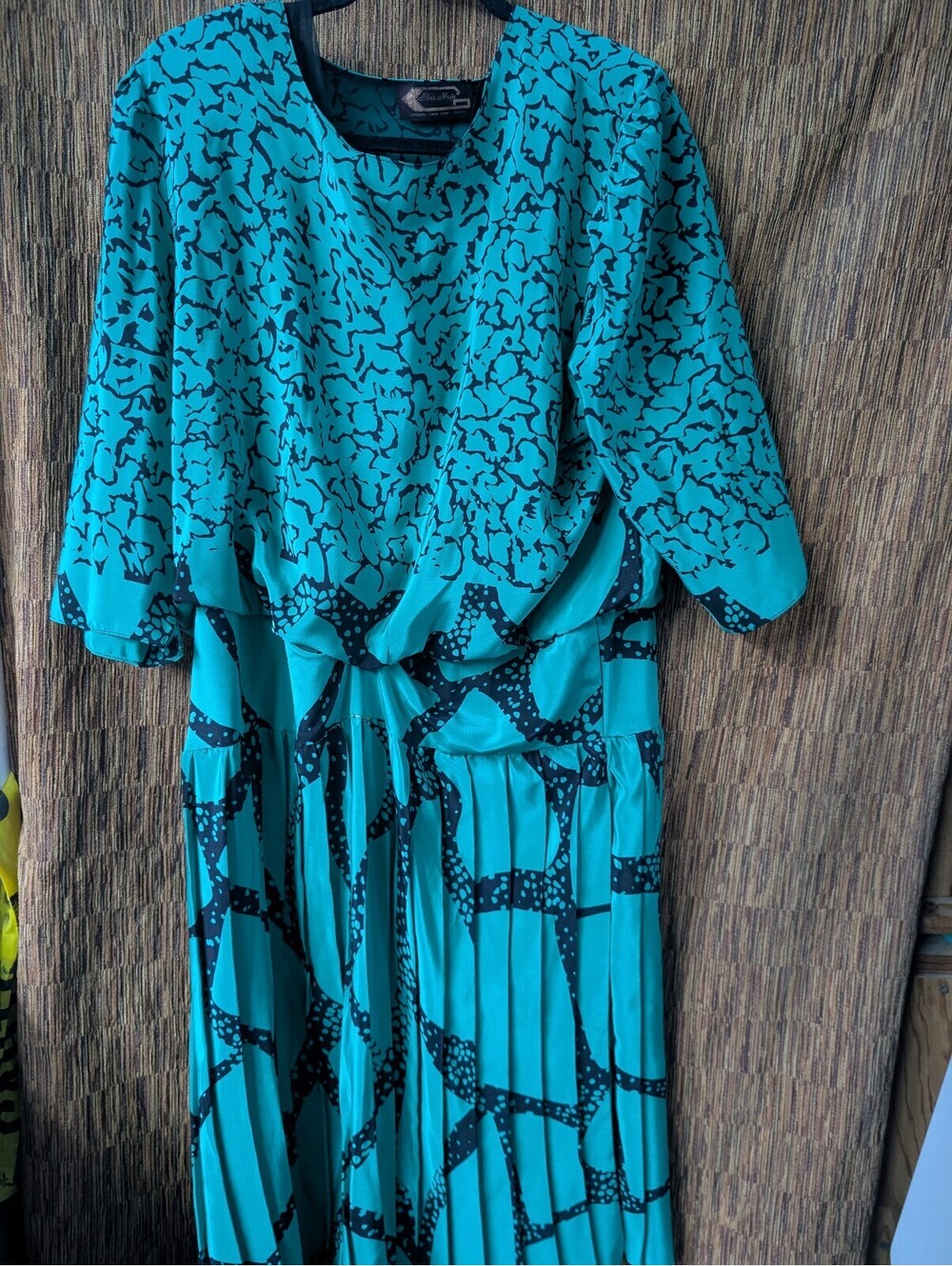 Miss Mojie Vintage Turquoise and Black Patterned Dress